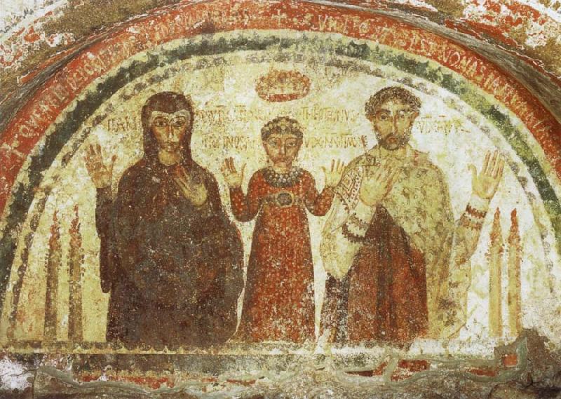 unknow artist Wall painting in the Grabrum of the bishop Theotecnus Spain oil painting art